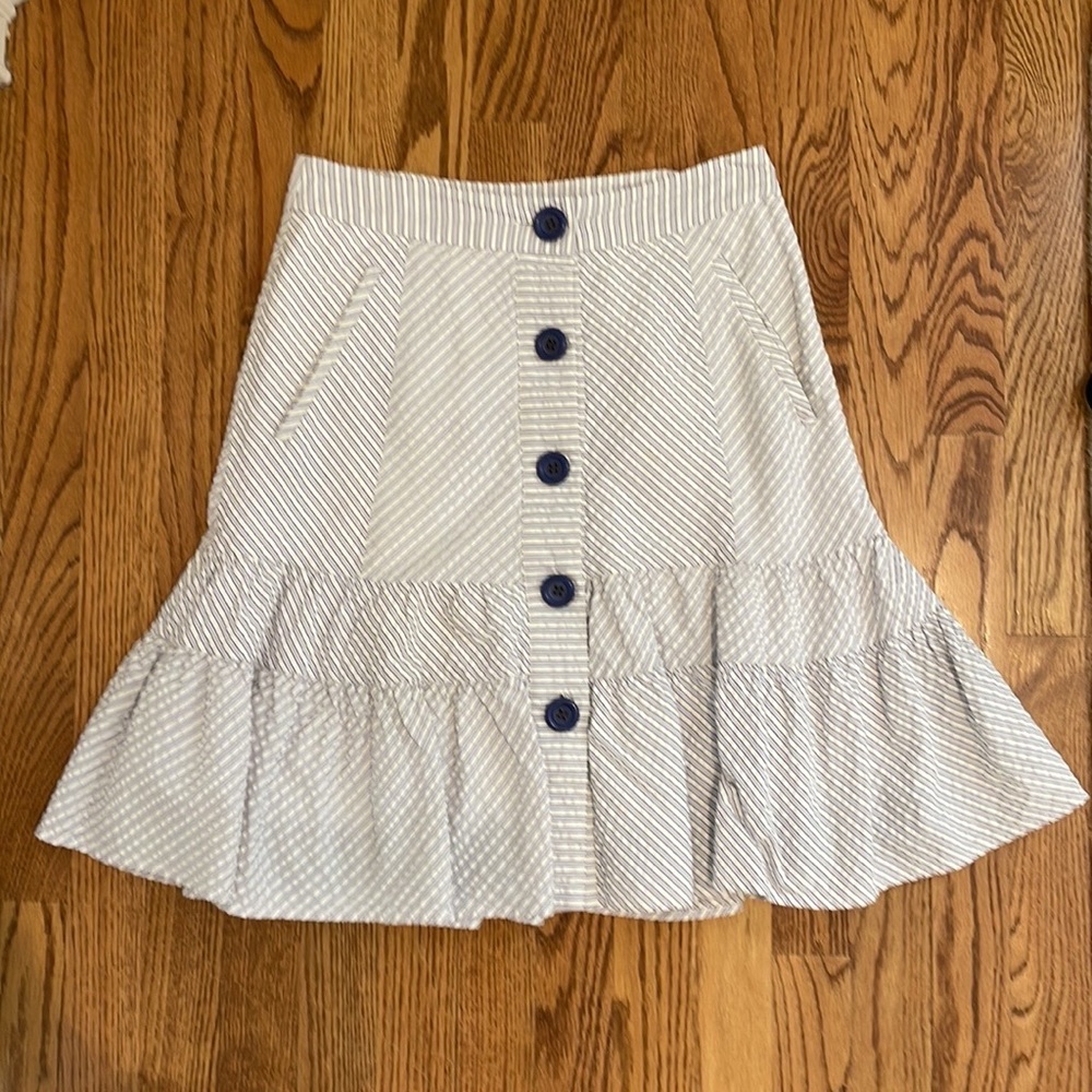 Anthropologie | Odille | Navy and White Skirt | Size 2